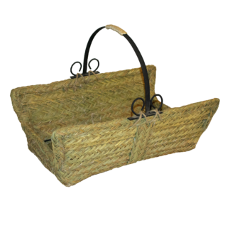 Leñera rectangular armazón y asa de forja