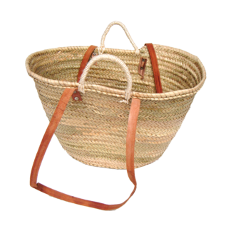 Capazo de doble asa de cuerda y cuero